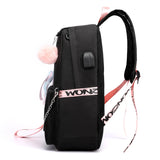 Teenager Girls Canvas Backpack School Bag Tassel Chain decoration