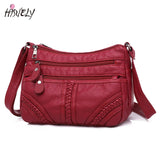 Women's Red PU Leather Shoulder Bag Crossbody Handbag Purse