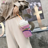 Women's Straw Travel Bag with Metal Chain and Sequin Shoulder Bag
