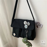 Women's Cartoon Pendant Canvas Shoulder Bag