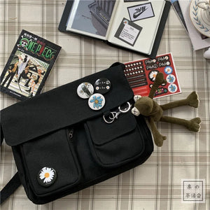 Women's Cartoon Pendant Canvas Shoulder Bag