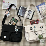 Women's Cartoon Pendant Canvas Shoulder Bag