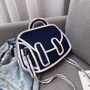 Women's Crossbody Bag Unique Layered Layout Canvas Durable Handbag Shoulder Bags