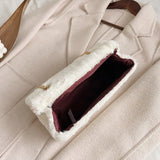 Plush Chain Shoulder Bag Retro Soft PU Phone Bag