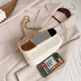 Plush Chain Shoulder Bag Retro Soft PU Phone Bag