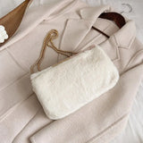 Plush Chain Shoulder Bag Retro Soft PU Phone Bag