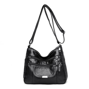 Women's Washed Leather Shoulder Bag Small Crossbody Tote Bag