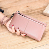 Women Leather Long Wallet Zipper Clutch Purse Cowhide Hand Bag