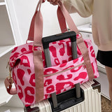 Leopard Big Nylon Bag Tote Handbags Fitness Gym Bag Ladies Weekend Pink Bag