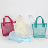 Fashionable Beach Bag Cosmetics Storage Convenient Nylon Mesh Tote Bag