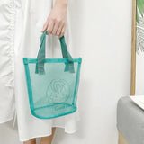 Fashionable Beach Bag Cosmetics Storage Convenient Nylon Mesh Tote Bag