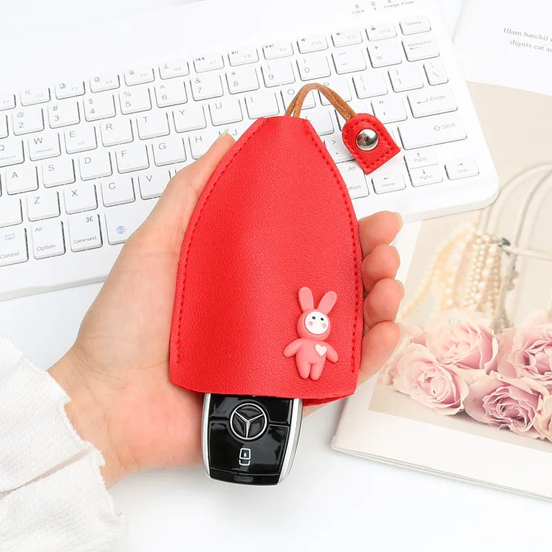 Creative Pull-out Car Key Bag Leather Keys Storage Bag for Women