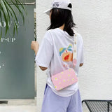 Daisy Pattern Shoulder Bag Candy Handle Purse Phone Pocket Handbag Girls