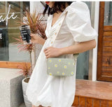 Daisy Pattern Shoulder Bag Candy Handle Purse Phone Pocket Handbag Girls