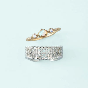 Moonstone Inlaid Ear Bone Clip Open Ring