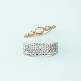 Moonstone Inlaid Ear Bone Clip Open Ring