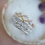 Moonstone Inlaid Ear Bone Clip Open Ring