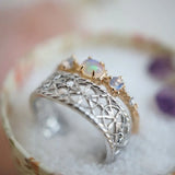 Moonstone Inlaid Ear Bone Clip Open Ring