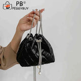 Embroidery Line PU Leather Bag One Shoulder Small Fragrance Chain