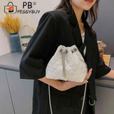 Embroidery Line PU Leather Bag One Shoulder Small Fragrance Chain