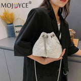 Embroidery Line PU Leather Shoulder Bag Chain for Women