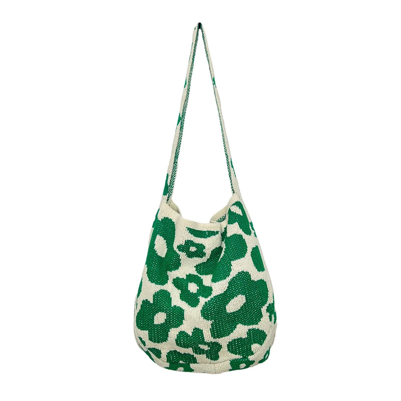 Flower Shoulder Bag Personalized Woven Handbag Large Capacity