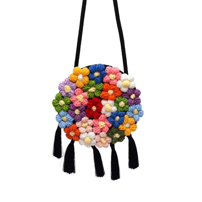 Ethnic Style Embroidered Crossbody Bag Woven Shoulder Handbag