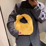 Winter Plush Croissant Ladies Shoulder Bag Casual Hobos Bag for Girls