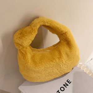 Winter Plush Croissant Ladies Shoulder Bag Casual Hobos Bag for Girls
