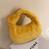 Winter Plush Croissant Ladies Shoulder Bag Casual Hobos Bag for Girls