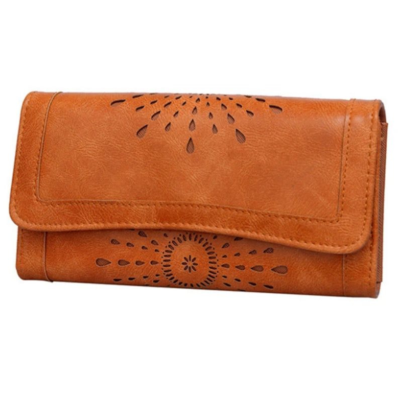 Hollow Tri-Fold Long Retro Wallet, High-Quality, Youthful Choice