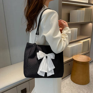Large-capacity Women's Bowknot Tote Bag Fresh Casual Shoulder Bag