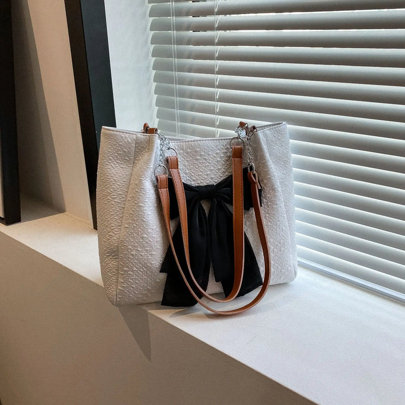 Large-capacity Women's Bowknot Tote Bag Fresh Casual Shoulder Bag
