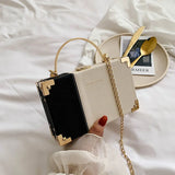 Metal Handle Box Ladies Clutch Bag Purses Women Chain Bag Totes