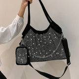 Solid Diamonds Shine Bag Women Party High Capacity Tote Multifunction