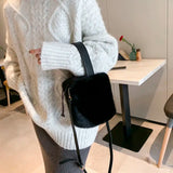 Versatile Wool Shoulder Bag Small Bag Women's Crossbody Bucket Bag