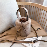 Versatile Wool Shoulder Bag Small Bag Women's Crossbody Bucket Bag