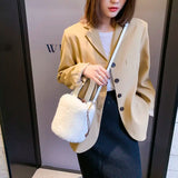 Versatile Wool Shoulder Bag Small Bag Women's Crossbody Bucket Bag