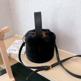 Versatile Wool Shoulder Bag Small Bag Women's Crossbody Bucket Bag