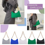 Women Shoulder Bag PU Leather Solid Colors Plaid Casual Handbag