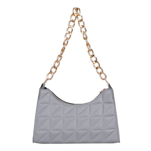 Women Shoulder Bag PU Leather Solid Colors Plaid Casual Handbag