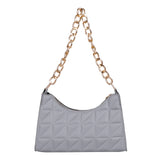 Women Shoulder Bag PU Leather Solid Colors Plaid Casual Handbag