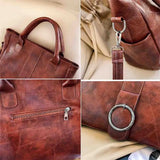 Retro Travel Shoulder Bag Soft PU Leather Tote Women's Handbag
