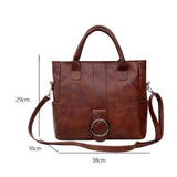Retro Travel Shoulder Bag Soft PU Leather Tote Women's Handbag