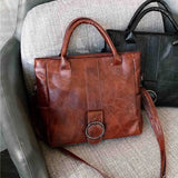 Retro Travel Shoulder Bag Soft PU Leather Tote Women's Handbag