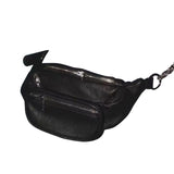 Women's Waist Bag PU Leather Chain Chest Bag Motorcycle Style