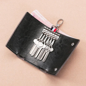 Bright Leather Ladies Key Case Medium Long Waist Hanging Door Car Bag