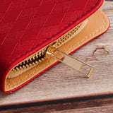 Women's Zipper Wallet Diagonal Plaid Handbag Classic Wallet