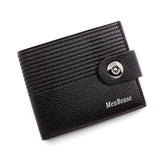 Stripe Embossed Magnetic Men's Purse Short Thin Leather Clip Wallet