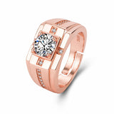 Men's Zircon Diamond Gemstone Ring Rose Silver Jewelry